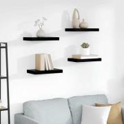 vidaXL Svävande vägghyllor 4 st svart högglans 40x23x3,8 cm MDF