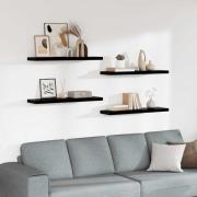 vidaXL Svävande vägghyllor 4 st svart högglans 90x23,5x3,8 cm MDF