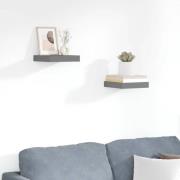 vidaXL Svävande vägghyllor 2 st grå högglans 23x23,5x3,8 cm MDF