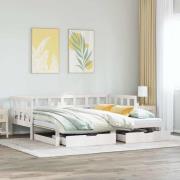 vidaXL Dagbädd utdragbar med lådor utan madrass vit 80x200 cm
