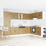 vidaXL Diskbänksskåp med lagring Porto 2 pcs Brun Konstruerat trä