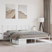 vidaXL Sängram med huvudgavel metall vit 180x200 cm