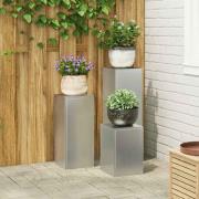 vidaXL Växtställ 3 pcs Silver Galvaniserat stål
