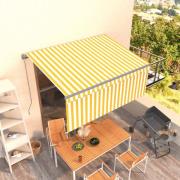 vidaXL Manuell infällbar markis m. rullgardin 3,5x2,5m gul och vit