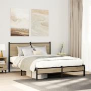 vidaXL Sängram utan madrass metall sonoma-ek 140x190 cm