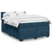 vidaXL Ramsäng med madrass mörkblå 140x190 cm sammet