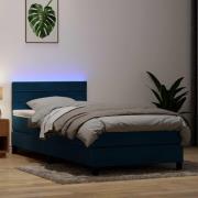vidaXL Resårsäng med madrass och LED mörkblå 80x220 cm sammet