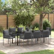 vidaXL Trädgårdsmöbelset 9 pcs Svart och Grå PE Rattan