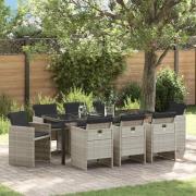 vidaXL Trädgårdsmöbelset 9 pcs Ljusgrå konstrotting