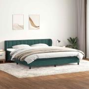 vidaXL Resårsäng med madrasser mörkgrön 180x220 cm sammet