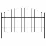 vidaXL Trädgårdsstaket med spjutspets stål 170x100 cm svart