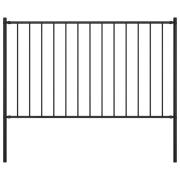 vidaXL Staketpanel med stolpar pulverlackerat stål 1,7x1 m svart
