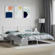 vidaXL Sängram med huvudgavel metall vit 180x200 cm