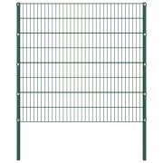vidaXL Staketpanel med stolpar järn 176,5x160 cm grön