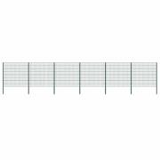 vidaXL Staketpanel med stolpar järn 1040x160 cm grön