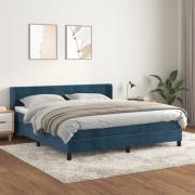 vidaXL Ramsäng med madrass mörkblå 160x200 cm sammet