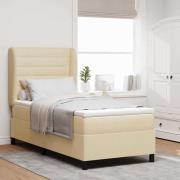 vidaXL Bäddfjäder med madrass med huvudgavel Kräm 100 x 200 cm tyg