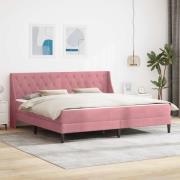 vidaXL Sängram med madrass med madrass Rosa 200 x 200 cm Sammet