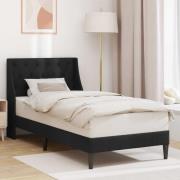 vidaXL Sängram med huvudgavel Svart 90 x 190 cm Sammet