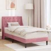vidaXL Sängram med huvudgavel Rosa 90 x 200 cm Sammet