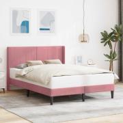 vidaXL Sängram med huvudgavel Rosa 120 x 190 cm Sammet