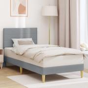 vidaXL Sängram med huvudgavel Ljusgrå 90 x 190 cm Tyg