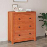 vidaXL Sideboard med låda VaxBrun 70 x 35 x 80 cm Massiv furu