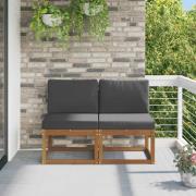 vidaXL 2 Stycke Utomhus Mellansoffa Massivt Akaciaträ