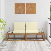 vidaXL Modulsoffa utomhus med kudde 2 Stycke Naturlig och Grädde