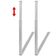 2 Teleskopiska bordsben i rostfritt stål 710 mm-1100 mm