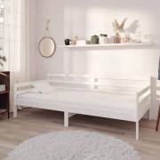 vidaXL Dagbädd med madrass 90x200 cm vit massiv furu