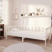 vidaXL Dagbädd med madrass 90x200 cm vit massiv furu