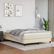 vidaXL Boxspring-sängram gräddvit 140x200 cm konstläder