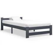vidaXL Sängram mörkgrå massiv furu 100x200 cm