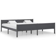 vidaXL Sängram massiv furu grå 200x200 cm