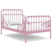 vidaXL Utdragbar sängram rosa metall 80x130/200 cm