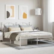 vidaXL Sängram med huvudgavel metall vit 180x200 cm
