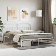 vidaXL Sängram med huvudgavel metall vit 180x200 cm