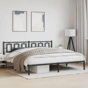 vidaXL Sängram med huvudgavel metall svart 200x200 cm