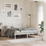vidaXL Sängram med huvudgavel metall vit 160x200 cm