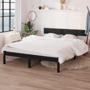vidaXL Sängram svart massiv furu 120x200 cm