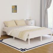 vidaXL Sängram massiv furu 140x200 cm vit