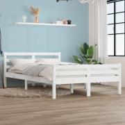 vidaXL Sängram vit massivt trä 135x190 cm