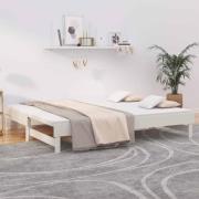 vidaXL Utdragbar dagbädd vit 2x(80x200) cm massiv furu
