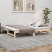 vidaXL Utdragbar dagbädd 2x(75x190) cm massiv furu