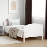 vidaXL Sängram utan madrass vit 90x200 cm massiv furu