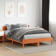 vidaXL Sängram utan madrass vaxbrun 120x200 cm massiv furu