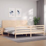vidaXL Sängram med huvudgavel 200x200 cm massivt trä