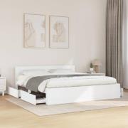 vidaXL Sängram med huvudgavel utan madrass vit 200x200 cm