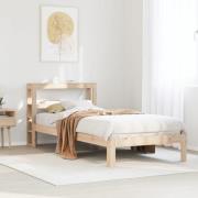 vidaXL Sängram med huvudgavel 100x200 cm massiv furu